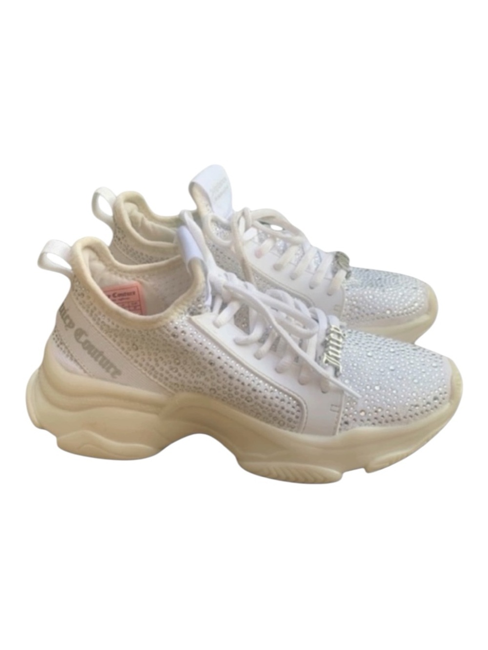 Juicy Couture Adana White Rhinestone Chunky Lace-Up Sneakers Size 6.5